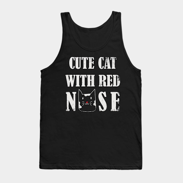 Cute cat with red nose Tank Top by Calisi